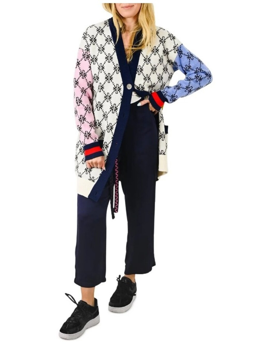 Kerri Rosenthal Jayney KR Logo Cardigan Patchwork Multicoloured Size Large
